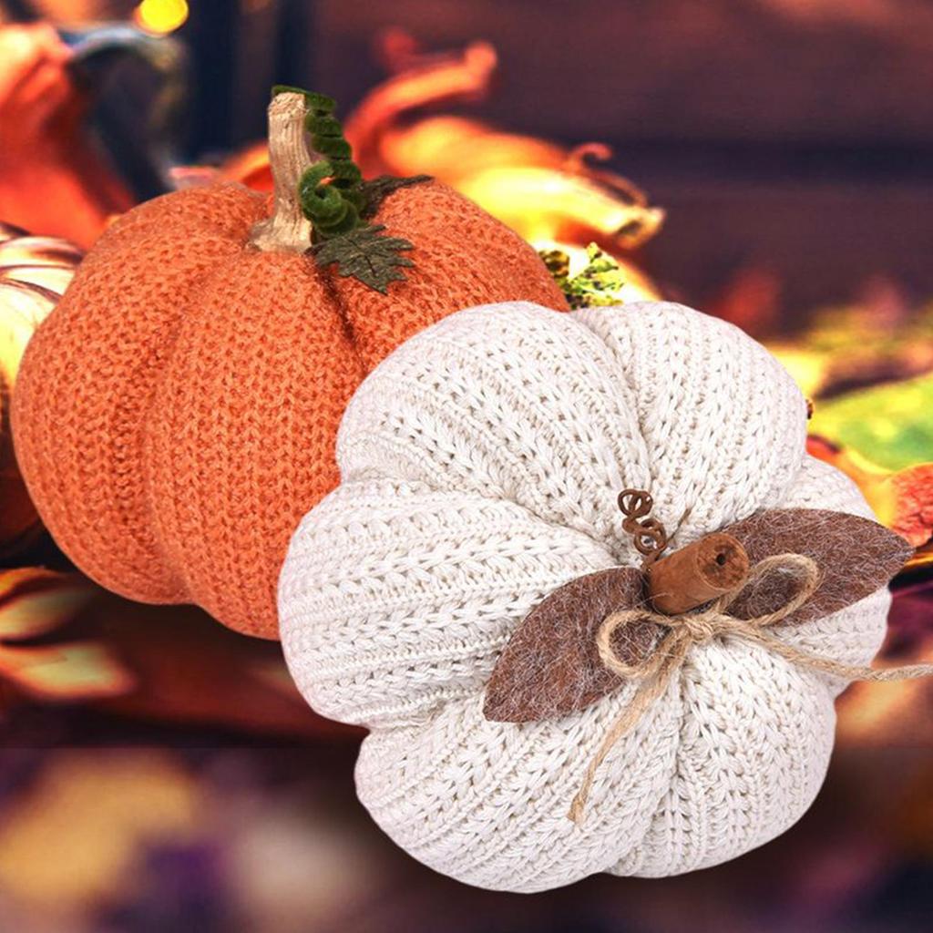 Handmade Knitted Pumpkin Decor - Soft Fall & Thanksgiving Ornament for Table Centerpieces, Mantels, Shelves, Porch, Home Decor