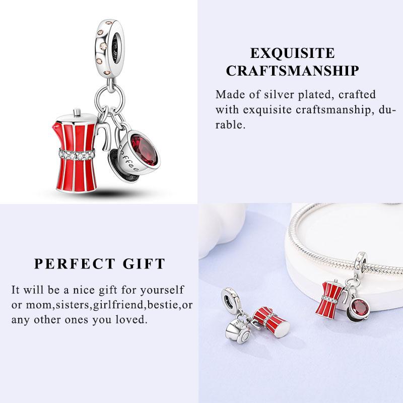 New Copper Plated Red Charms Beads Coffee Cherry Charm Pendant Fit Original Bracelet Diy Women Jewelry Accessories
