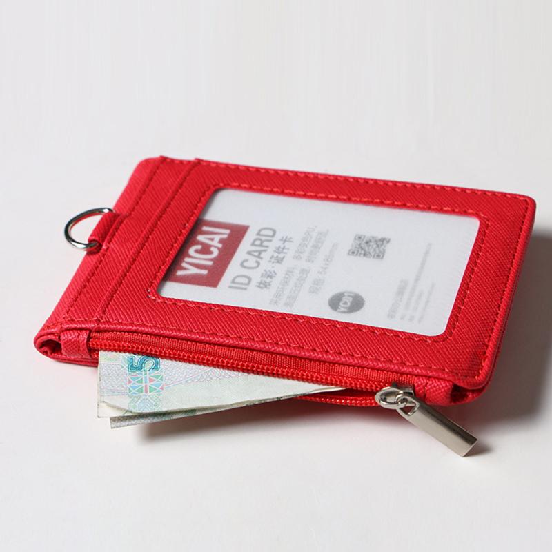 Solid Color Horizontal Vertical Employee Staff ID Work Card Cover with Retractable Badge Reel Lanyard Badge Pass Bus Card Holder