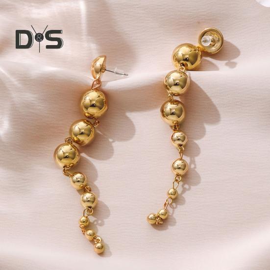 

1 пара металлических круглых бусин в стиле панк, висячие серьги в стиле хип-хоп, разноцветные круглые длинные серьги-капли, ювелирные изделия, подарок золотистый