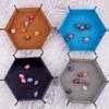 1 Pc PU Leather Velvet Folding Storage Tray Hexagonal Dice Tray Holder Storage Box Plain Desktop Storage Basket For Dice Games