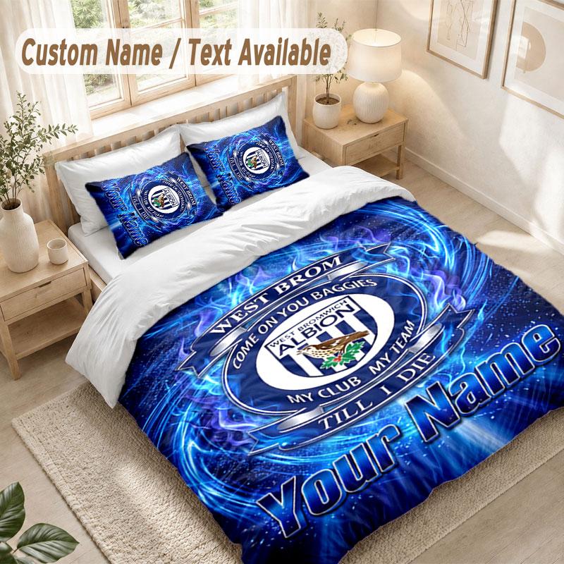 Custom Name Bedding Set 3 PiecesWest Bromwich Albion FC Print Duvet Cover + 2 Pillowcases Soft Bed Decor