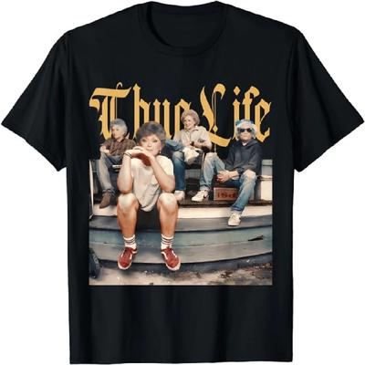 2024 Nova Moda Thug Life Fique Dourada Meninas Camisa Vintage T-Shirt para Homens e Mulheres 42202
