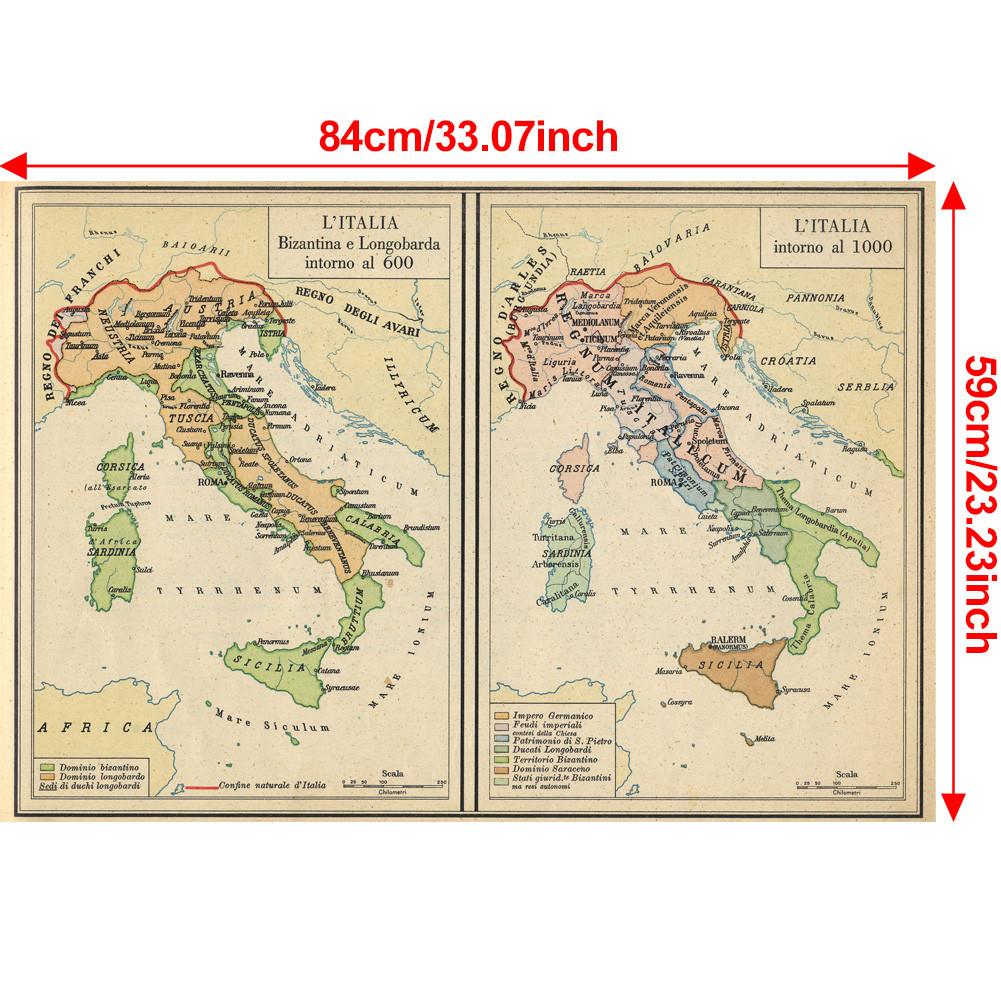 Fundal Harta Italiană-Harta Italiei Vintage,Decor de Perete Decor Acasă,Studiu,Instrumente Geografice,Instrumente Turism/educație