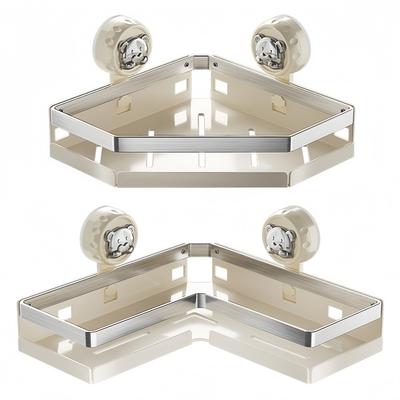 Wall Mounted Bathroom Shower Shelf Corner Design with Suction Cups for Storage