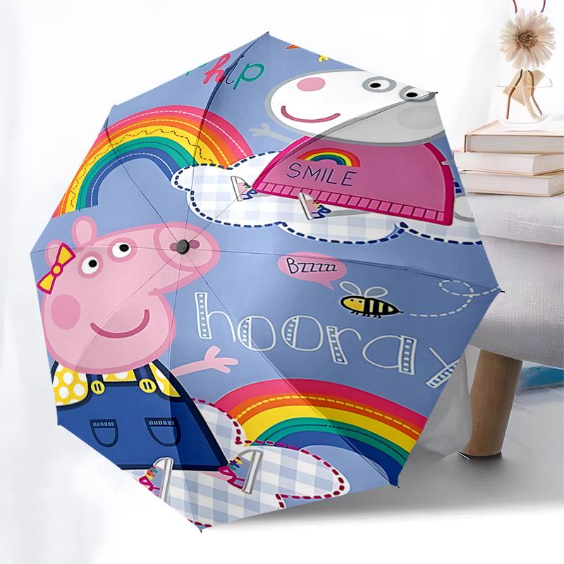 Peppa Pig Rainbow Automatic Opening Folding Umbrella - 8 Bone Iron Frame, Suitable for Fans, Travel, Daily Use, and Gift Giving0104377a