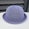 Curled knitted bucket hat women's spring summer breathable sunshade basin hat travel versatile cotton and linen top hat
