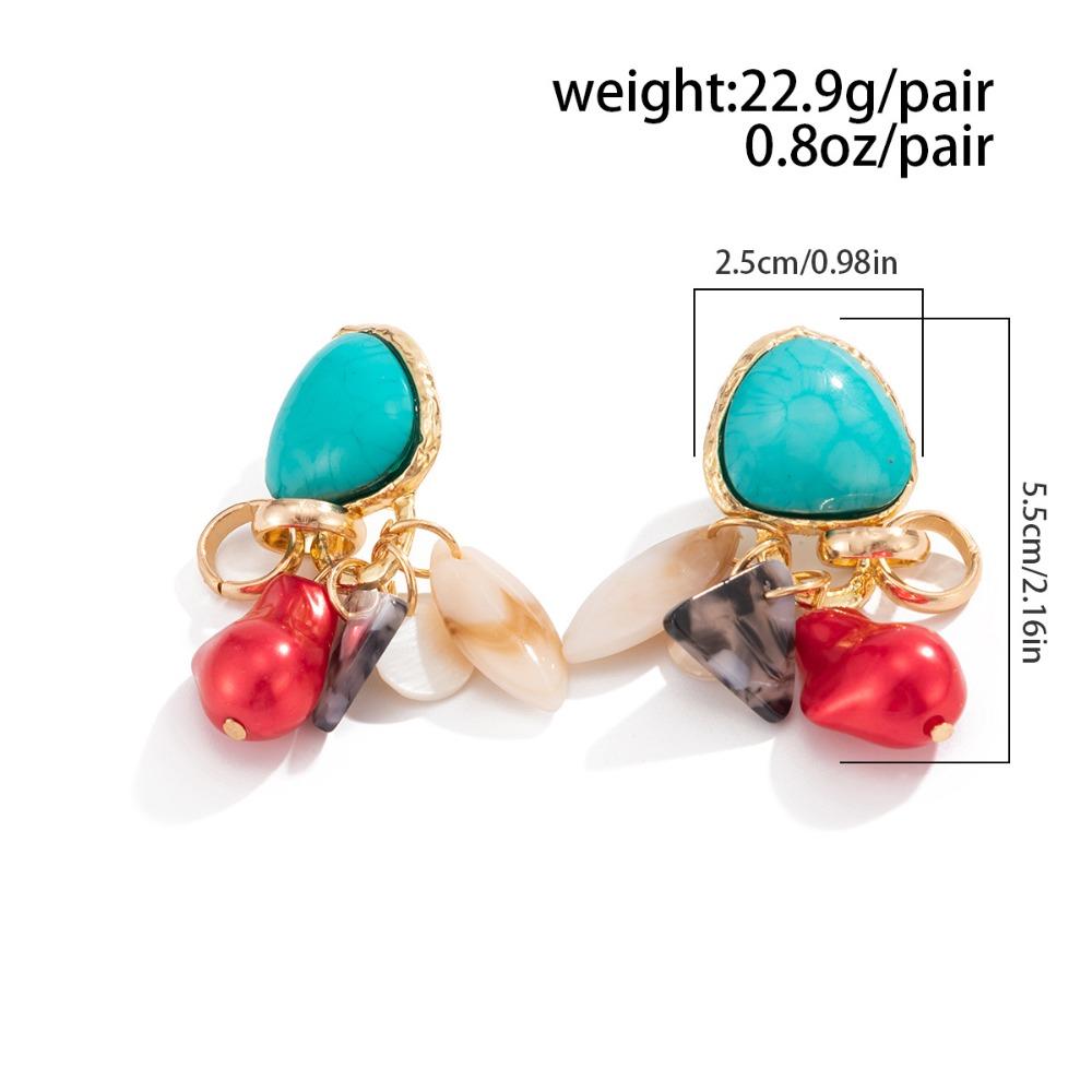 Bohemia Ethnic Colored Acrylic Irregular Geometric Imitation Turquoise Pendant Dangle Earrings for Women Fashion Jewelry Gifts