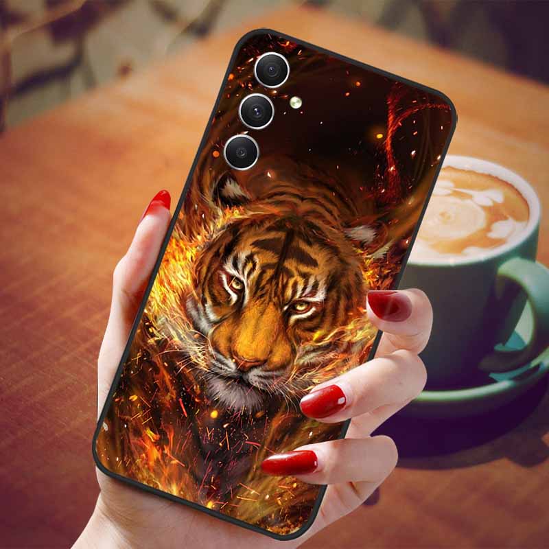 For Samsung Galaxy A55 5G Case Black TPU Silicone Beautiful Pattern Phone Cases for Galaxy A55 Shockproof Soft Cover A 55 6.6''
