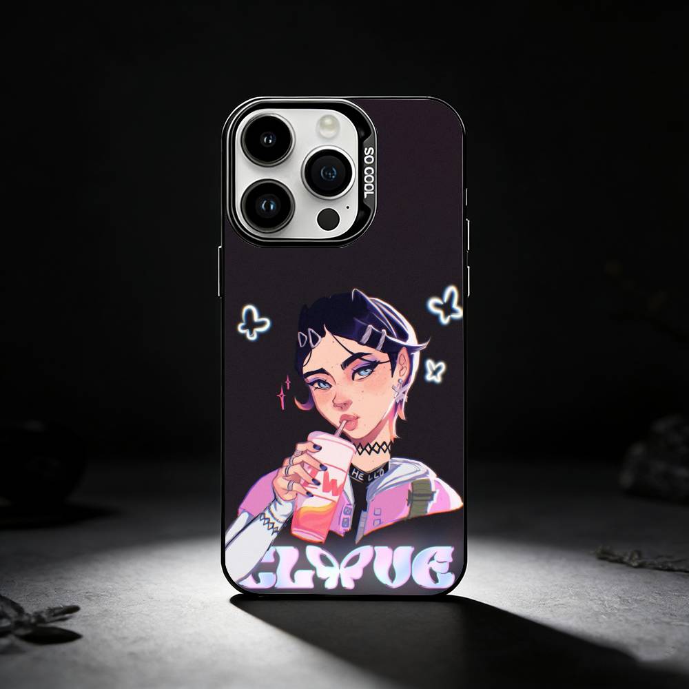 Popular V-Valorant C-Clove Phone Case For iPhone 17,16,15,14,13,12,11 Plus,Pro Max,XS,Colored silver phone case