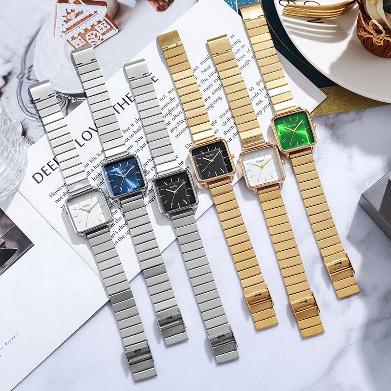 Elegant Simple Women's Watch Stainless Steel Strap Quartz Watches Square Dial Casual Fashion Wristwatch Suitable for Daily Wear