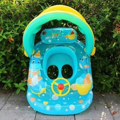 Baby Schwimmring Sonnenschirm Schwimmboot Hockerring Verdickt Kinder Wasserspiel Sonnenschutz Sitzring Netz
