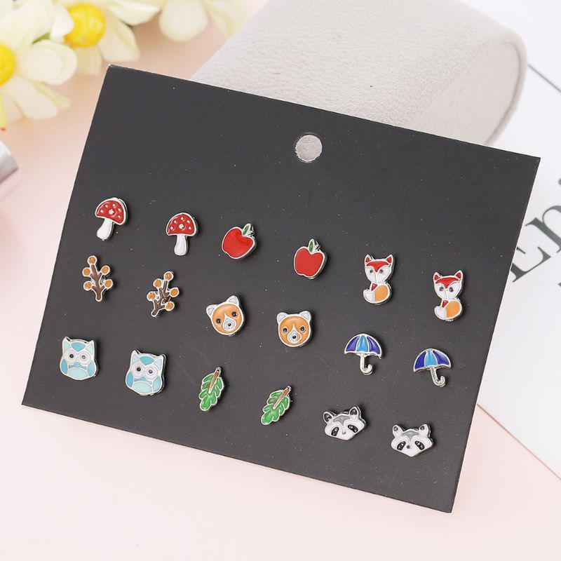 Animals Earrings 30 Pairs Small Mixed Bee for Frog Mushroom Daisy Stud Earrings Fashion Jewelry Charms Gift for Kids Fri