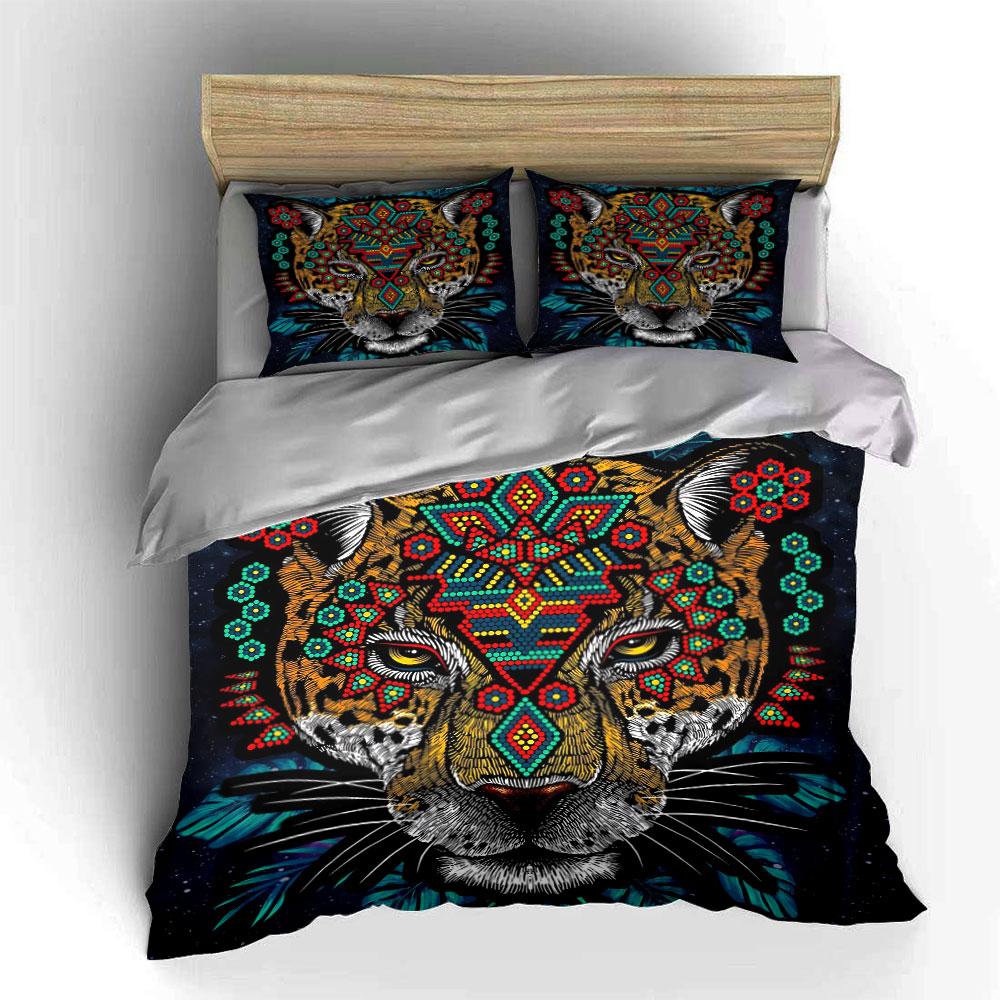 Geometric Tiger Print Set Bedding Duvet Cover Set Duvet Cover Pillowcases (1*Duvet Cover 2*Pillowcases, Without Duvet Insert)