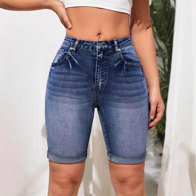 Jeans-Shorts mit hoher Taille für Damen, Sommer, Skinny Slim Jeans-Shorts