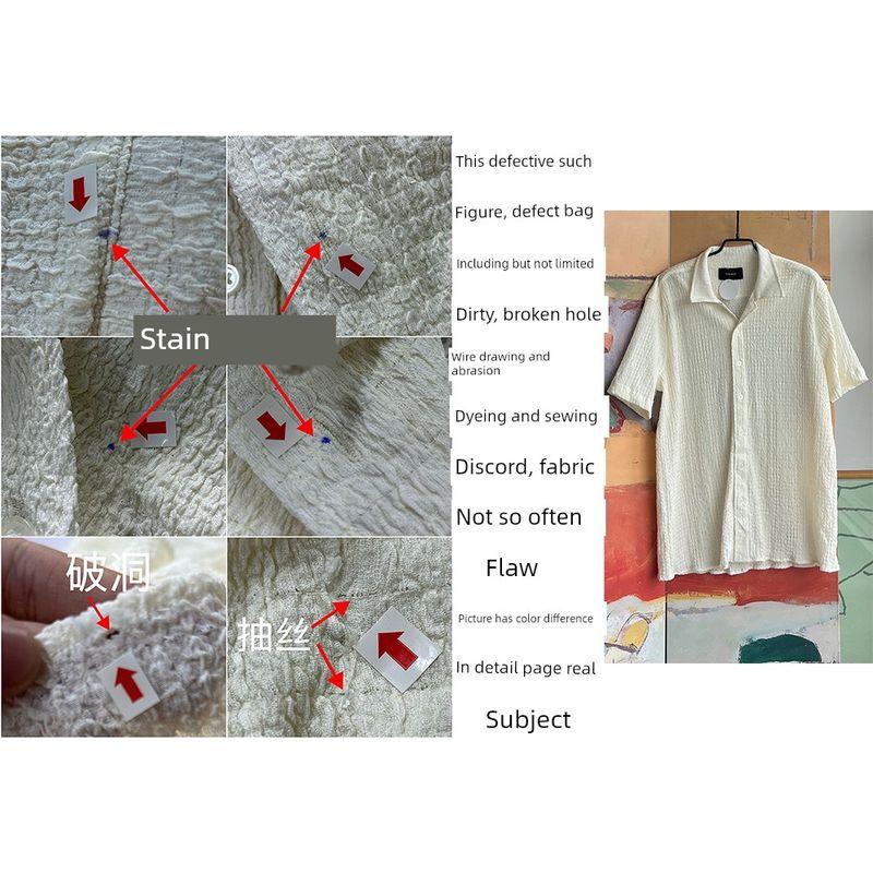 

Foreign Trade Original Order PAC * Sun Fashion Loose High-Grade Casual Lapel Mesh Woven Short sleeve Button Shirts Read the map S