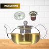 20oz 600ml Clear Glass Tea Pot Set with Infuser High Borosilicate Stovetop Teapot for Loose Leaf Tea Herbal Infusions and Bloom