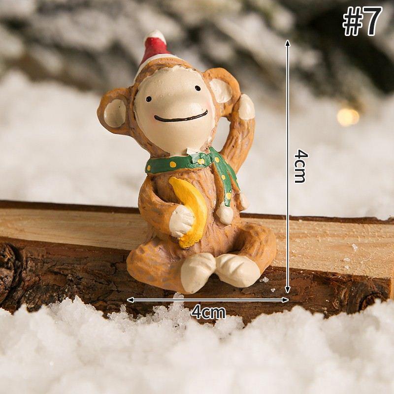 Miniature Santa Claus Elk Snowman Cute Animal Resin Micro Christmas Tree Ornaments Desktop Decoration Crafts Xmas Gifts