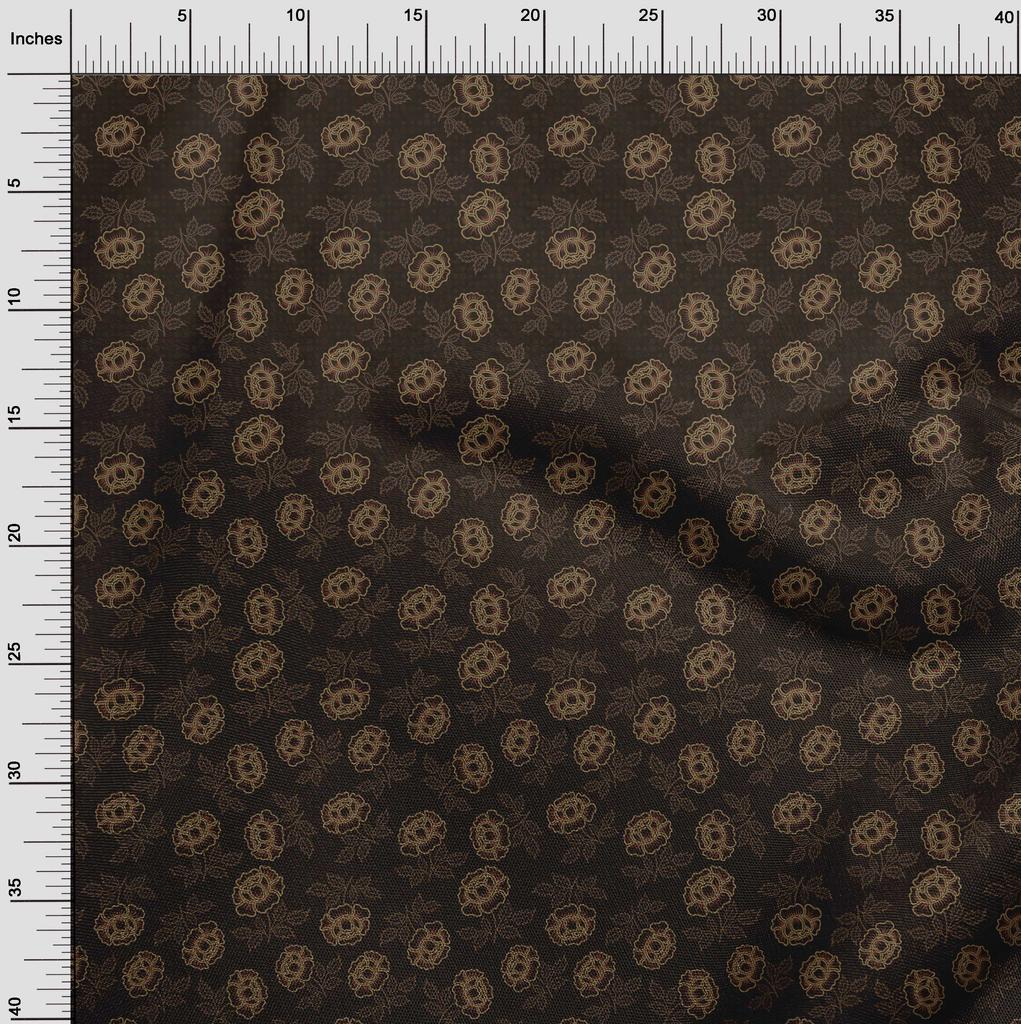oneOone Cotton Flex Brown Fabric Dotted Floral Dress Material Fabric Print Fabric By The Yard 40 Inch
