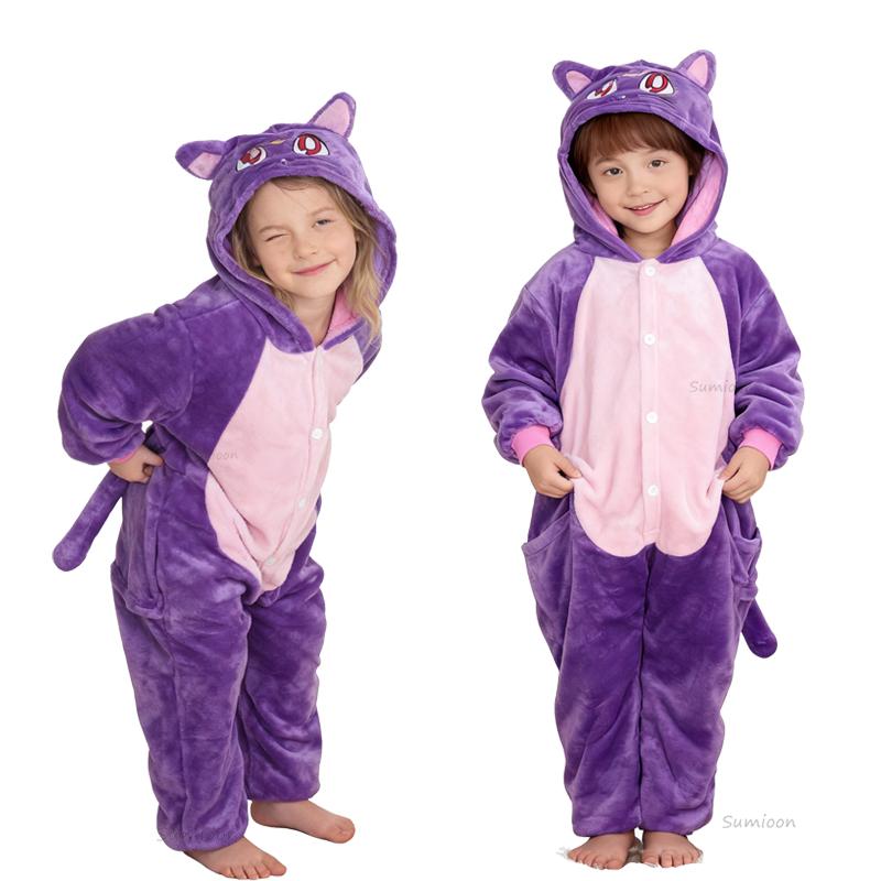 Kigurumi Bērniem Kaķis Dzīvnieks Karikatūra Pidžamas