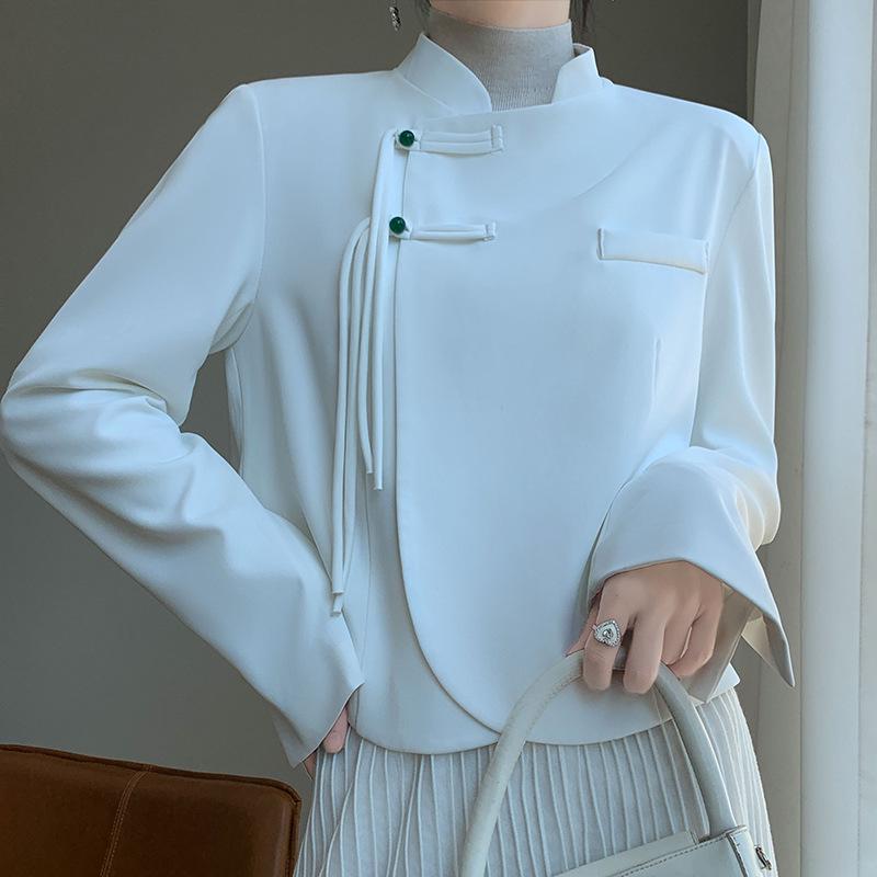 2024 Early Spring Chinese Style Silk Satin Petite Suit Jacket