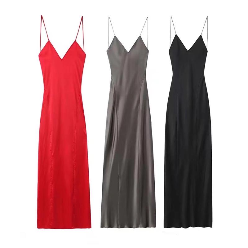 European & American Style Silk Satin Winter Camisole Dress 2025 - Model 8325840