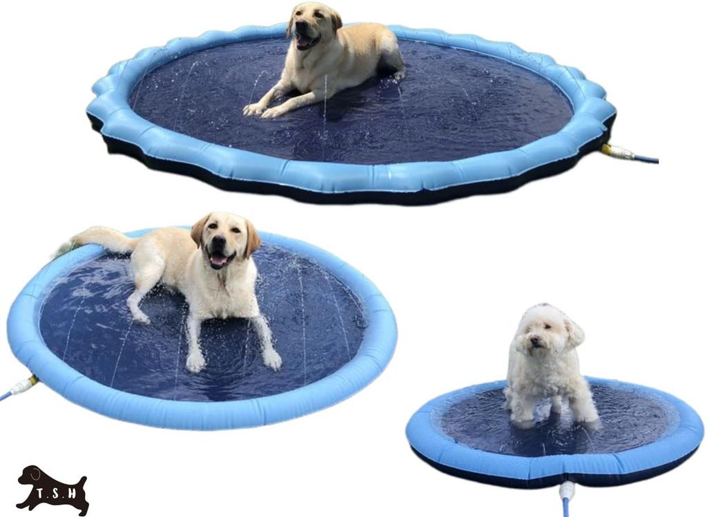 Fountain Mat Pool Pet Fountain Dog Foldable Baby Easy to Summer Water For and Large Dogs [Large, 150cm] Pool, Kids' Mat, Heavy-Duty Pool, Kids' Pool,