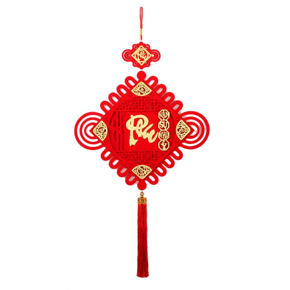Vietnamese New Year Lantern Red Plum Blossom Flannel Chinese Knot Wall Hanging Pendant for Home Office Festival Decoration