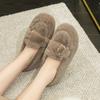 Fashion 2024 Winter Women's Outdoor Plush Warm Shoes Korean Style Metal Belt Buckle Snow Boots Black Boat Shoes Ladies' Casual Flats