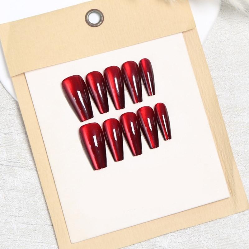 30pcs Cats Eye Press on Nail Almond/Short Square/Coffin Fake Nail Acrylic False Nail,Stick on Nail Glues on Nail Kit
