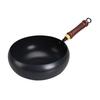 Traditional Forged Iron Wok with Wooden Lid Non-Stick Uncoated Iron Pan Japanese Cookware for Gas Induction & Electric Stoves