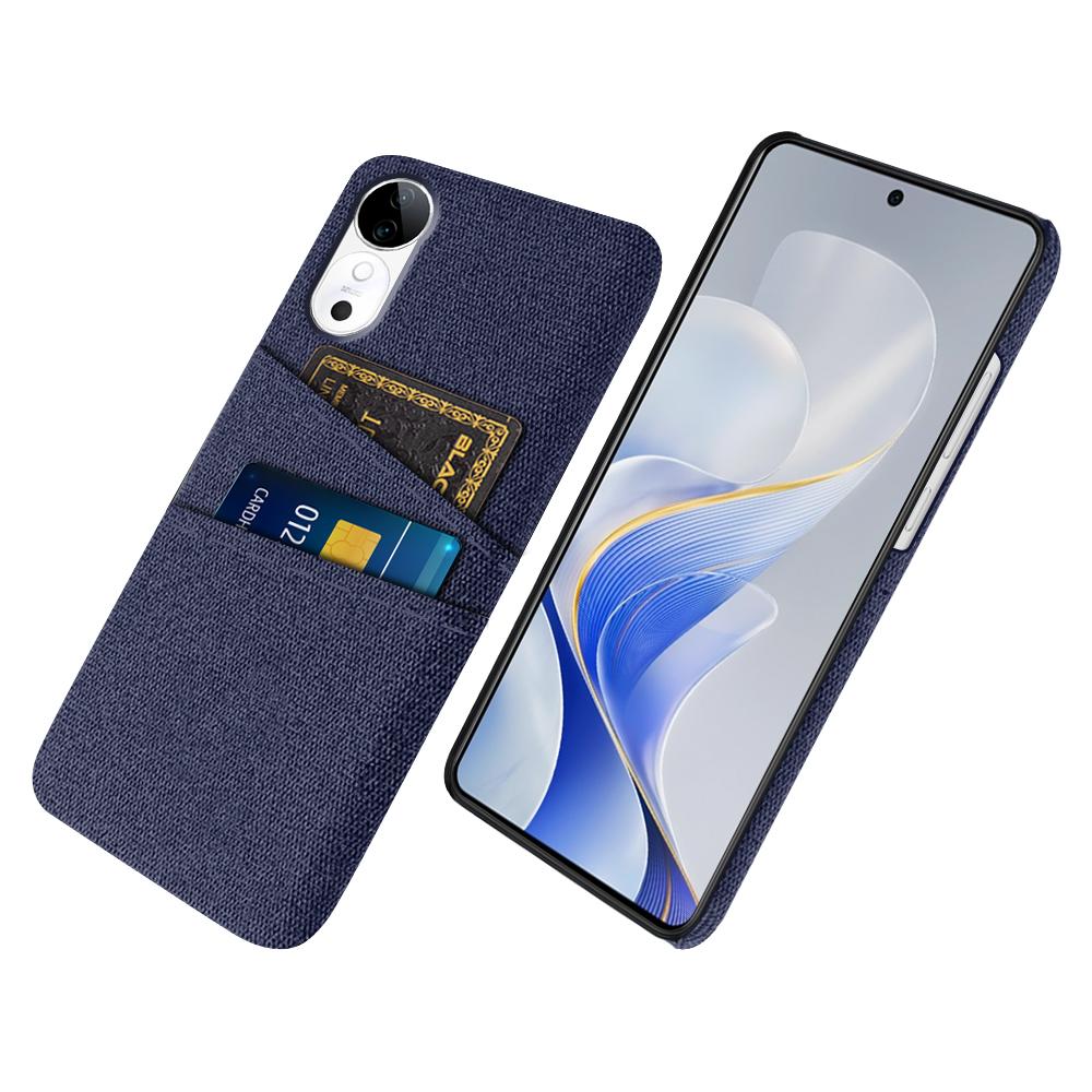 

For vivo S19 5G Case Cloth+Hard PC Phone Cover with Dual Card Slots Blue