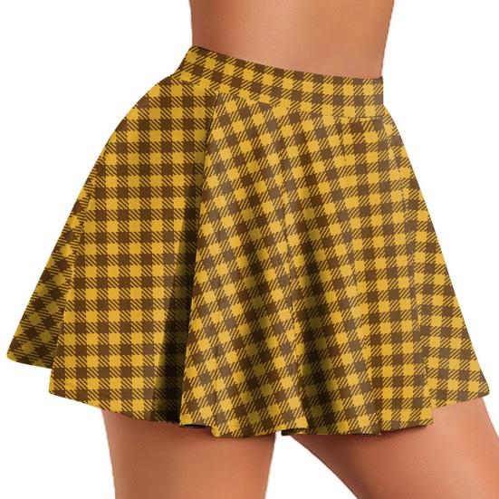 Women Mini Skirt Elastic High Waist Plaid Print Mini Skirt Summer Slimming Short Skirt Work Leisure Daily Wear