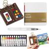 Portable Watercolor Set Travel Palette Sketchbook Brush Pens Binder Clips For Artists Students Painting Tools Drawing Supplies