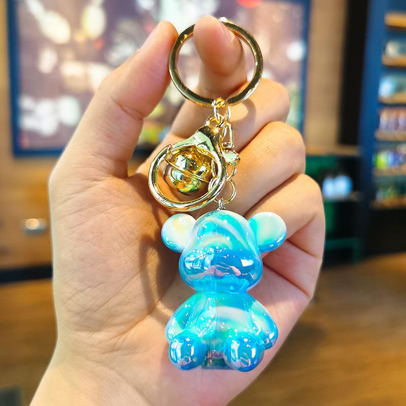 Acrylic Bear Figurine Keychain Cartoon Vibrant Color Couple's Keychain Kawaii Cute Personalized Gifts Y2k Fashion Toys Anime