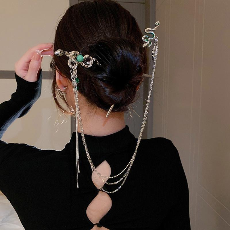 Zarte schlangenförmige Haarnadel im chinesischen Stil, Haarstab, Legierung, Haarnadel, Stäbchen, Chignon-Nadeln für Haar-Styling-Zubehör