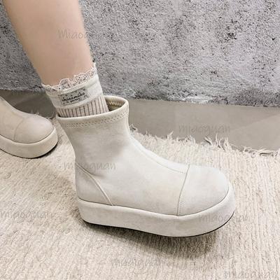Platform Thick Bottom Women Ankle Boots Autumn Winter Women's Shoes Female Round Toe Height Increase Short Booties Botas Mujer