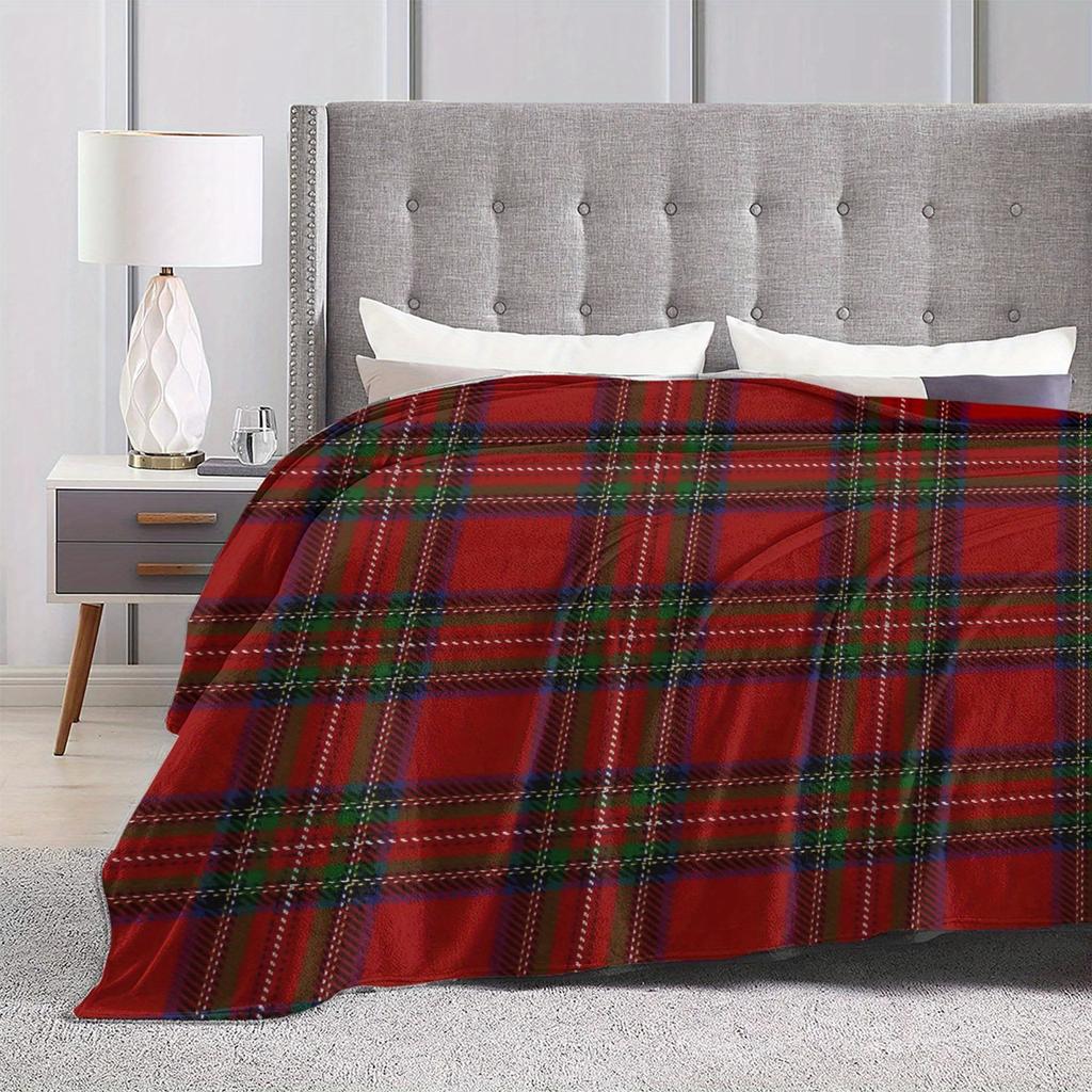 Coperta Morbida e Confortevole in Pile Flanella Stampata Tartan Scozzese per Tutte le Stagioni Adatta per Divano Letto Viaggio e Ufficio