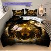 3pcs Golden Wolf Bedding Set - Includes 1 Quilt Cover and 2 Pillowcases, Comfortable Bedding with Stylish Design for Bedroom, Machine Washable -