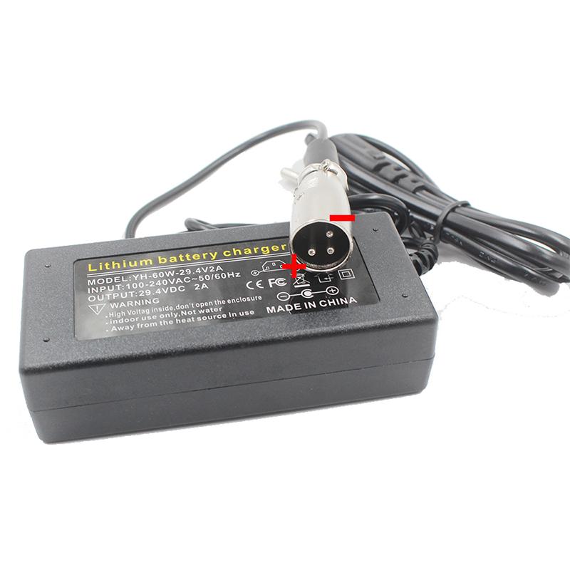 24V 29.4V 2A / 36V 42V 2A / 48V 54.6V 2A For Littium Battery Li Ion Li-ion Charger DC Plug XLRM 3P 18MM
