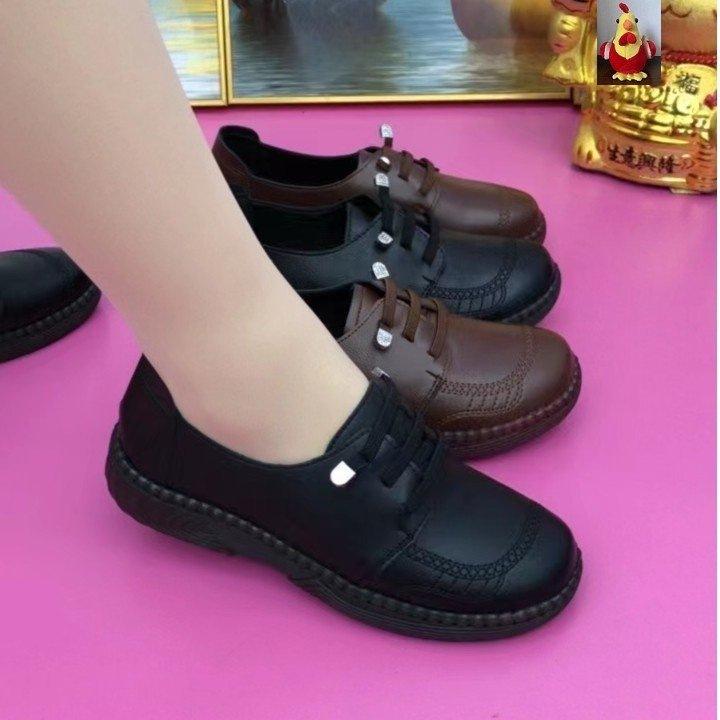 Autumn soft leather single shoes new beef tendon soft sole soft surface non-slip medium casual small leather shoes
