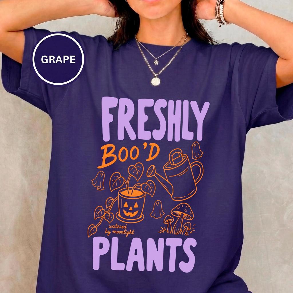 Halloween Plant Lady Tee for Plant Moms, Freshly Boo'd Plants, Ghost Lover, Spooky Season, Comfort Colors