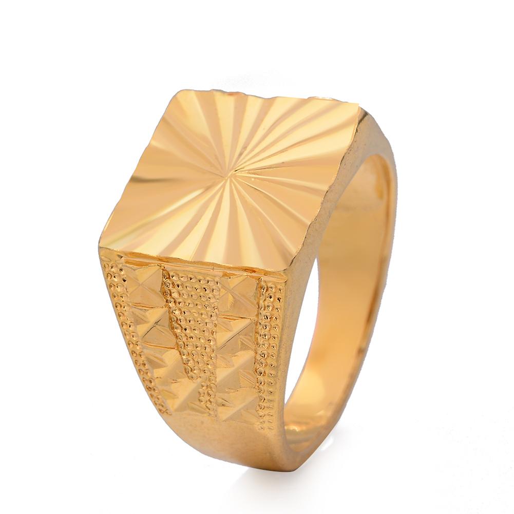 24k Dubai Gold Color Rings for Women Man Bijoux Africaine Dubai Jewelry Saudi Arabia Ring Party Gifts