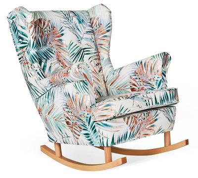 ARI Wing Chair, Scandinavian Rocking Chair,, Beige and Green, Runners