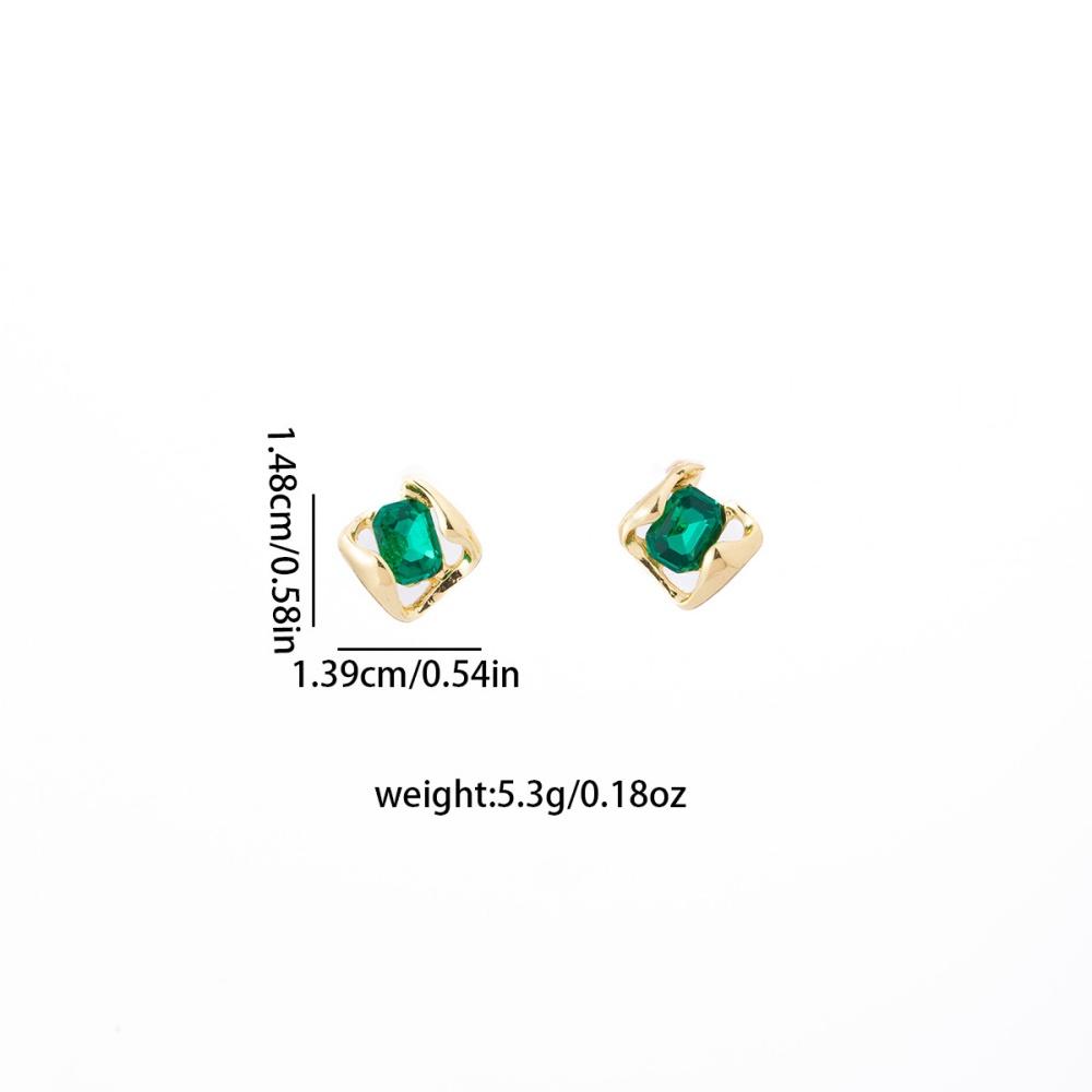 New Fashionable Silver Needle Green Diamond Embedded Flower Heart Women s Earrings Fresh Sweet Luxury Ear Jewelry Accessories