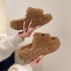 Korean Version of Fluffy Cotton Slippers Women's 2025 Autumn and Winter New Outer Wear Versatile Temperament Shoes High-end Versatile Slippers