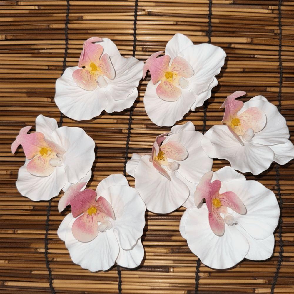 6pcs Silk Butterfly Orchid Flower Head 9cm Fake Flower Head  Hair Clips/Boutonniere/Cake Decoration