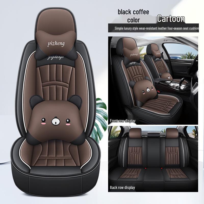 Universal All-Season Leather Car Seat Cover for Five-Seater Vehicles