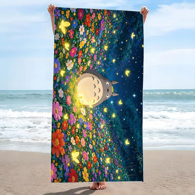 Anime-Totoros Print Beach Towel, Large Soft Quick Dry Towel for Beach Camping Swimming