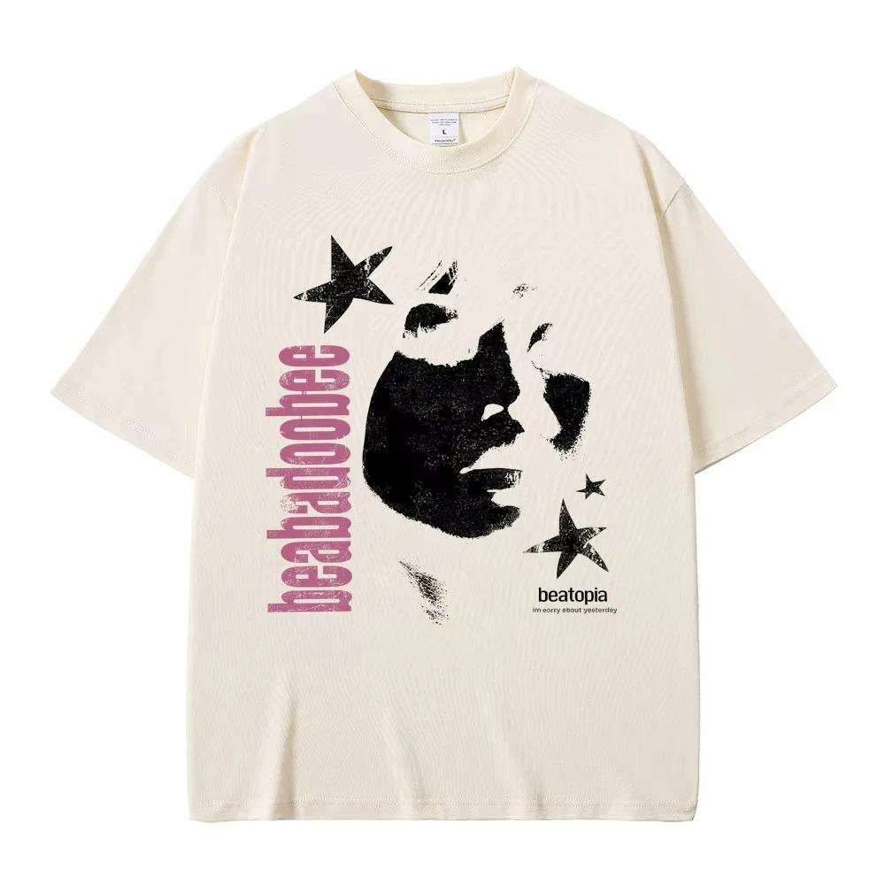 Beabadoobee Face Print T-shirt Men's Women Hip Hop Fashion Pop Music T Shirts Casual Cotton Short Sleeve T-shirt Tops Streetwear
